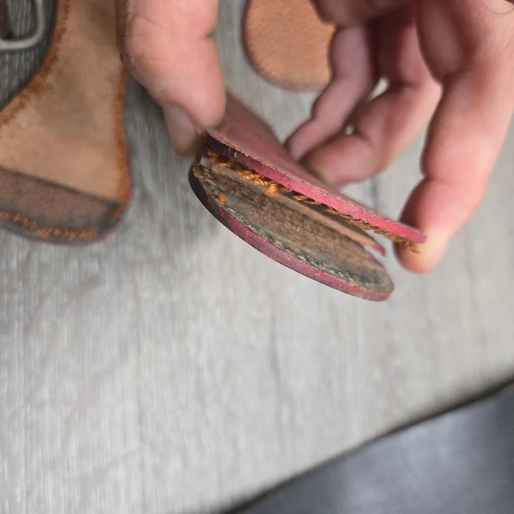 Vintage Newshell Leather Straight Razor Strop Velvet Touch Cut For Parts Repair
